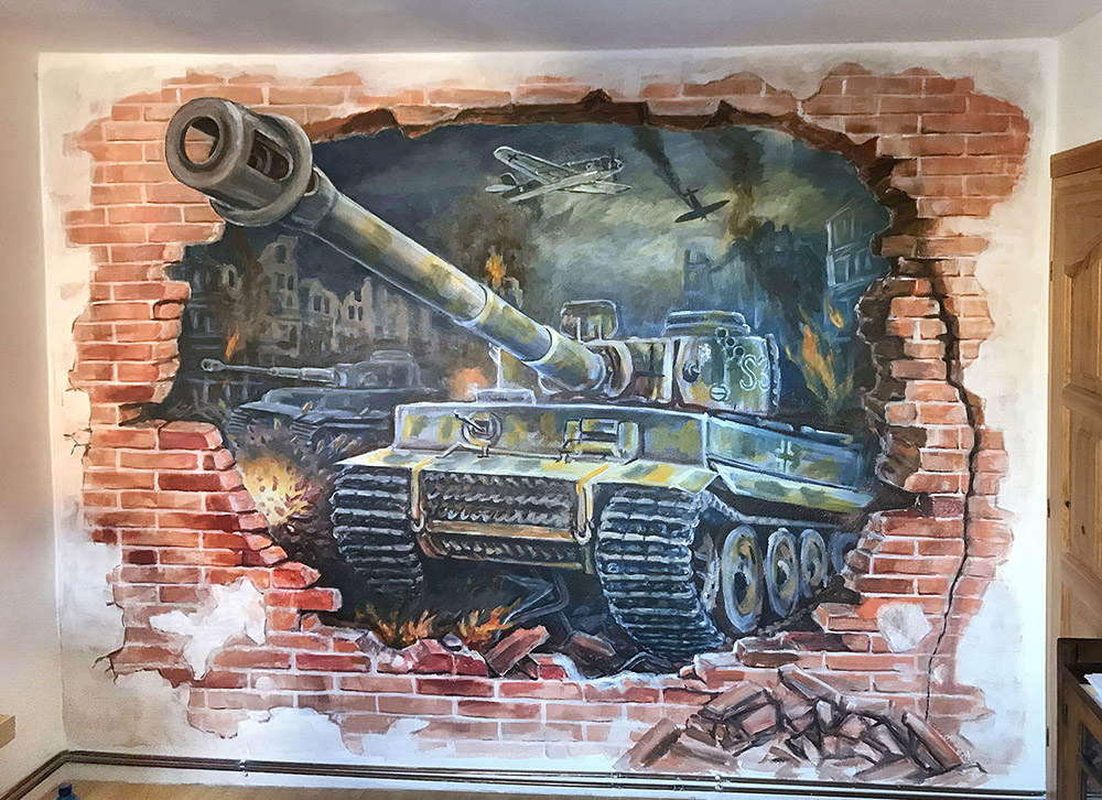 Tank Tiger 2. světová válka malba pokoj