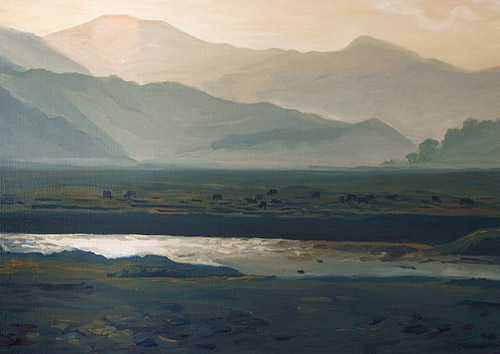 Nepál hory malba obraz