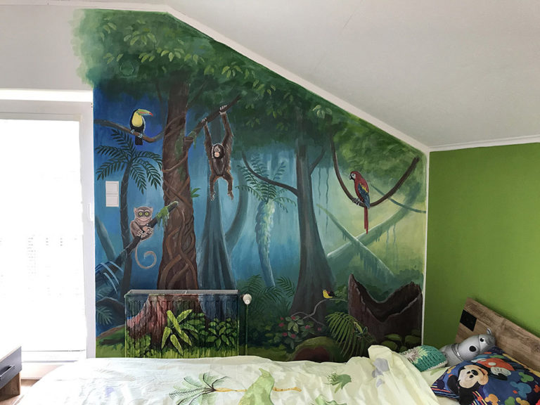 malba na zdi v dětském pokoji